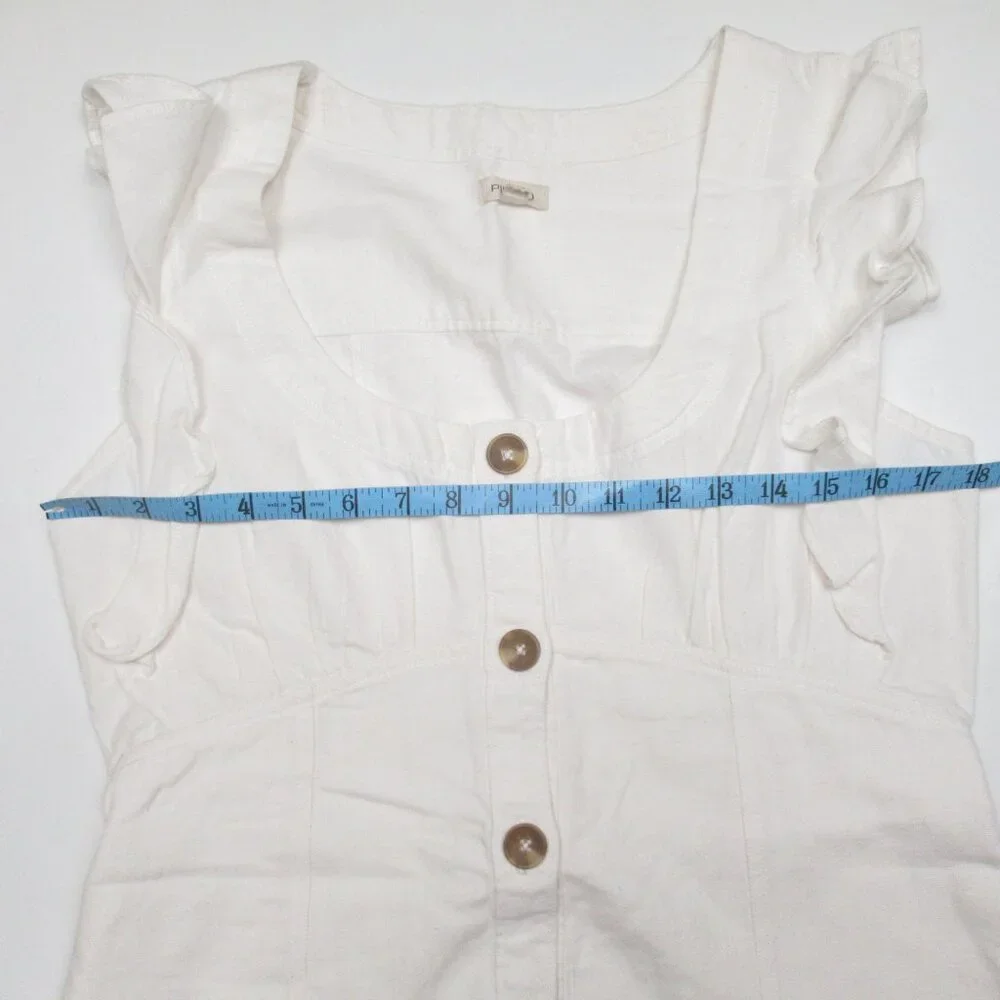 NWOT Anthropologie Pilcro Scoop-Neck Ruffle-Sleeve Buttondown Dress White Sz 10 - Picture 7 of 11